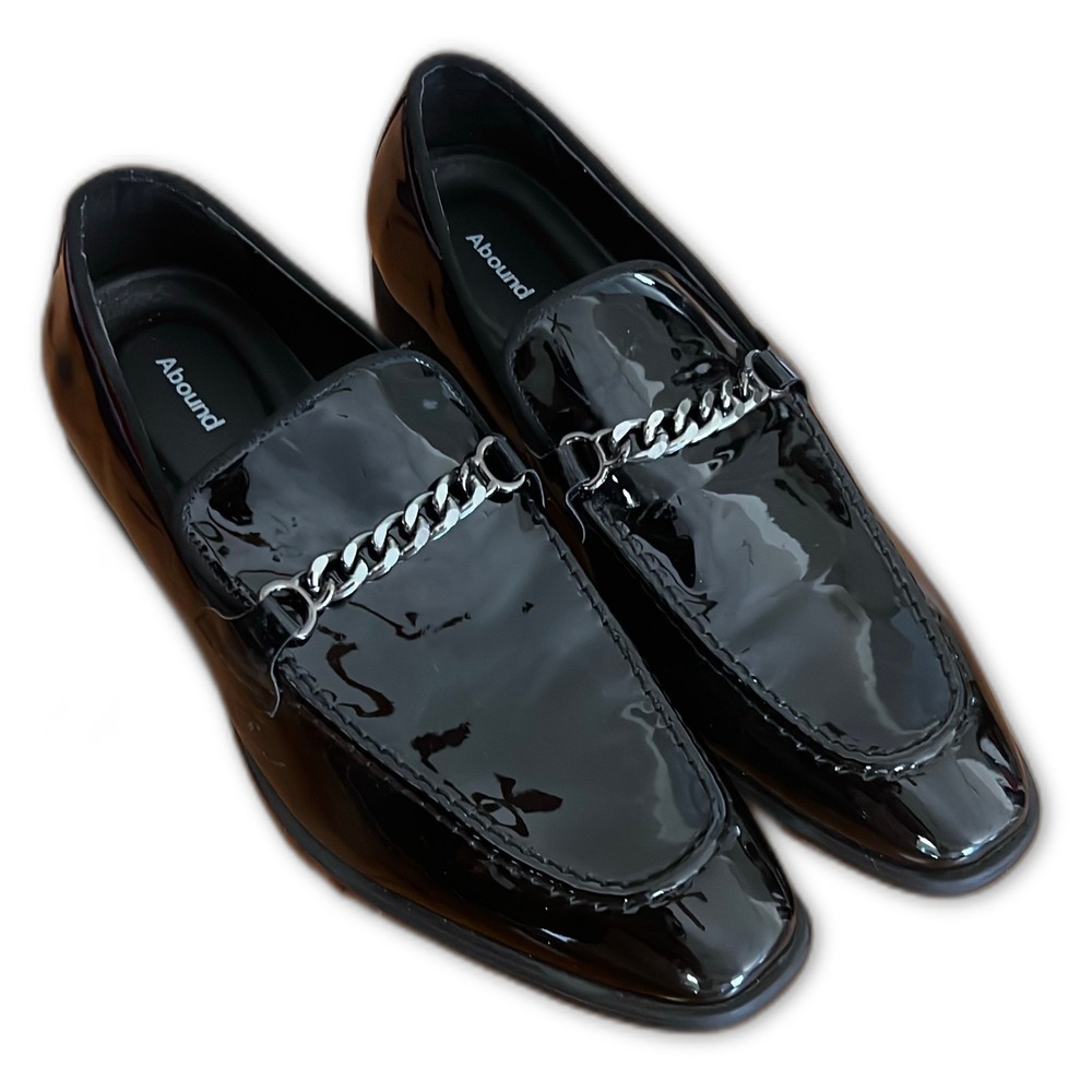 Abound Men's Black Dress Shoes Slip On Loafers With Chain Almond Toe Size‎ 11